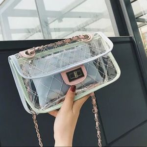 quilted transparent pvc crossbody bag